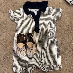 Robeez baby shoes and baby gap  romper  3-6 month